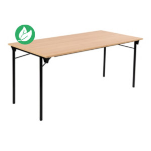 Table pliante Budget multiples usages rectangle L. 160 x P. 80 cm - Plateau Chêne - pieds Noir Table pliante Budget multiples usages rectangle L. 160 x P. 80 cm - Plateau Chêne - pieds Noir
