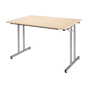 Table pliante multiples usages Droit - L. 160 x P. 80 cm - Plateau Erable - pieds Aluminium