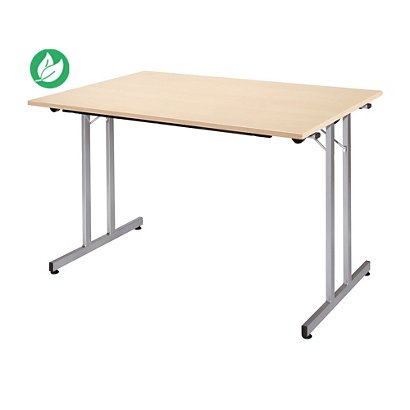 Table pliante multiples usages rectangle L. 120 x P. 80 cm - Plateau Erable - pieds Aluminium - 1