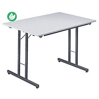 Table pliante multiples usages rectangle L. 120 x P. 80 cm - Plateau Gris - pieds Gris - 1