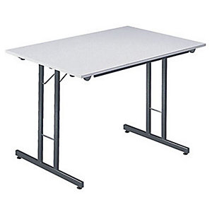 Table pliante multiples usages rectangle L. 120 x P. 80 cm - Plateau Gris - pieds Gris