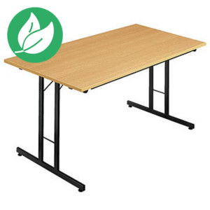 Table pliante multiples usages rectangle L. 120 x P. 80 cm - Plateau Hêtre - pieds Noir