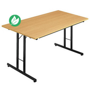 Table pliante multiples usages rectangle L. 120 x P. 80 cm - Plateau Hêtre - pieds Noir Table pliante multiples usages rectangle L. 120 x P. 80 cm - Plateau Hêtre - pieds Noir