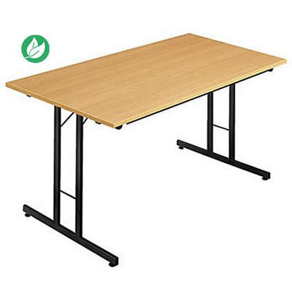 Table pliante multiples usages rectangle L. 120 x P. 80 cm - Plateau Hêtre - pieds Noir - 1
