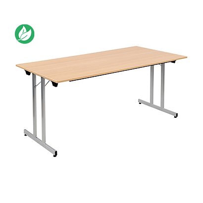 Table pliante multiples usages rectangle L. 160 x P. 80 cm  - Chêne pieds Aluminium