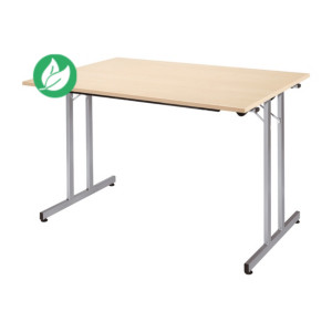 Table pliante multiples usages rectangle L. 160 x P. 80 cm - Plateau Erable - pieds Aluminium