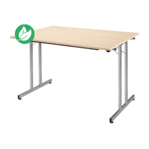 Table pliante multiples usages rectangle L. 160 x P. 80 cm - Plateau Erable - pieds Aluminium Table pliante multiples usages rectangle L. 160 x P. 80 cm - Plateau Erable - pieds Aluminium