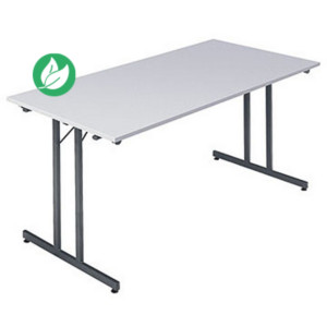 Table pliante multiples usages rectangle L. 160 x P. 80 cm - Plateau Gris - pieds Gris