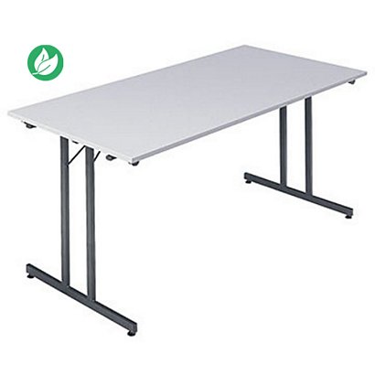 Table pliante multiples usages rectangle L. 160 x P. 80 cm - Plateau Gris - pieds Gris - 1