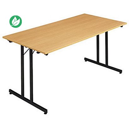 Table pliante multiples usages rectangle L. 160 x P. 80 cm - Plateau Hêtre - pieds Noir - 1
