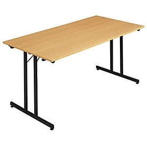 Table pliante multiples usages rectangle L. 160 x P. 80 cm - Plateau Hêtre - pieds Noir