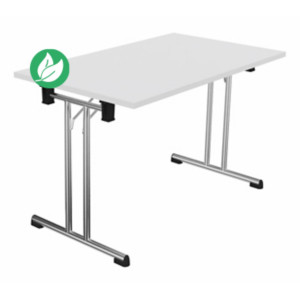 Table pliante polyvalente rectangle L. 120 x P. 70 cm - Plateau Blanc - pieds Chrome Table pliante polyvalente rectangle L. 120 x P. 70 cm - Plateau Blanc - pieds Chrome