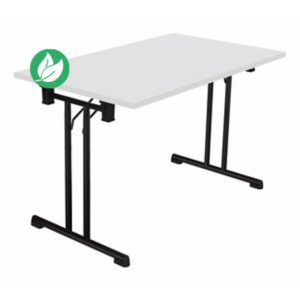 Table pliante polyvalente rectangle L. 120 x P. 70 cm - Plateau Blanc - pieds Noir Table pliante polyvalente rectangle L. 120 x P. 70 cm - Plateau Blanc - pieds Noir