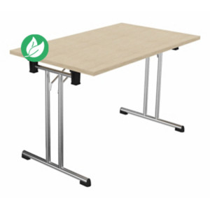 Table pliante polyvalente rectangle L. 120 x P. 70 cm - Plateau Chêne de fil - pieds Chrome Table pliante polyvalente rectangle L. 120 x P. 70 cm - Plateau Chêne de fil - pieds Chrome