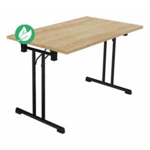 Table pliante polyvalente rectangle L. 120 x P. 70 cm - Plateau Chêne Nebraska - pieds Noir Table pliante polyvalente rectangle L. 120 x P. 70 cm - Plateau Chêne Nebraska - pieds Noir