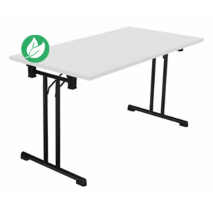 Table pliante polyvalente rectangle L. 140 x P. 70 cm - Plateau Blanc - pieds Noir
