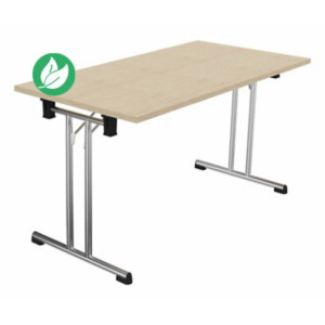 Table pliante polyvalente rectangle L. 140 x P. 70 cm - Plateau Chêne de fil - pieds Chrome Table pliante polyvalente rectangle L. 140 x P. 70 cm - Plateau Chêne de fil - pieds Chrome
