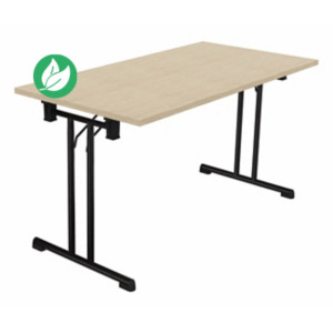Table pliante polyvalente rectangle L. 140 x P. 70 cm - Plateau Chêne de fil - pieds Noir Table pliante polyvalente rectangle L. 140 x P. 70 cm - Plateau Chêne de fil - pieds Noir