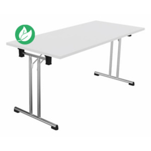 Table pliante polyvalente rectangle L. 160 x P. 70 cm - Plateau Blanc - pieds Chrome Table pliante polyvalente rectangle L. 160 x P. 70 cm - Plateau Blanc - pieds Chrome