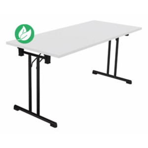 Table pliante polyvalente rectangle L. 160 x P. 70 cm - Plateau Blanc - pieds Noir