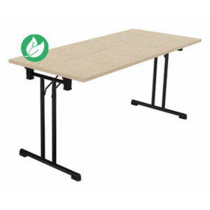 Table pliante polyvalente rectangle L. 160 x P. 70 cm - Plateau Chêne de fil - pieds Noir