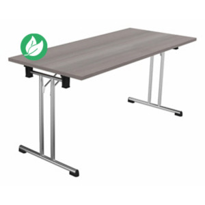 Table pliante polyvalente rectangle L. 160 x P. 70 cm - Plateau Cèdre - pieds Chrome