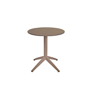 Table pliante Quatro à plateau basculant rond 70 cm en polypropylène usage extérieur - Taupe