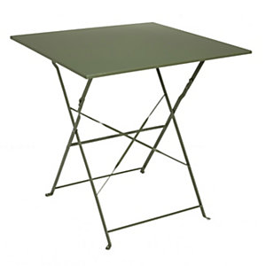 Table pliante métal Sicile carrée 70 cm Usage extérieur - Vert Kaki
