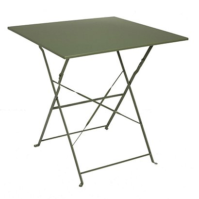 Table pliante métal Sicile carrée 70 cm Usage extérieur - Vert Kaki - 1