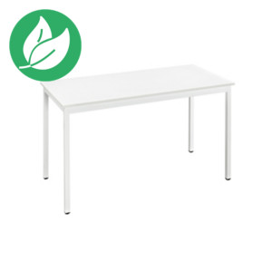 Table Polyvalente Rectangle - L. 120 x P. 60 cm - Plateau Blanc cassé - pieds métal Blanc