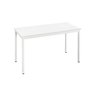 Table Polyvalente Rectangle - L. 120 x P. 60 cm - Plateau Blanc - pieds métal Blancs
