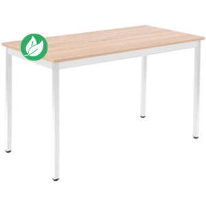 Table Polyvalente rectangle - L.120 x P.60 cm - Plateau Chêne Canadien - Pieds Blanc Table Polyvalente rectangle - L.120 x P.60 cm - Plateau Chêne Canadien - Pieds Blanc