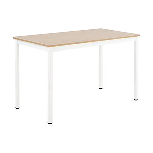 Table Polyvalente Rectangle - L. 120 x P. 60 cm - Plateau Chêne - Pieds Blanc