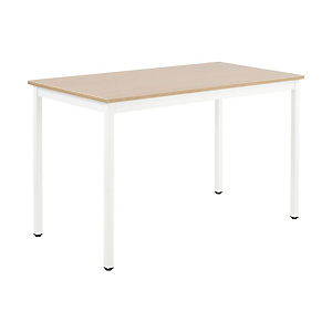 Table Polyvalente Rectangle - L. 120 x P. 60 cm - Plateau Chêne - Pieds Blanc Table Polyvalente Rectangle - L. 120 x P. 60 cm - Plateau Chêne - Pieds Blanc
