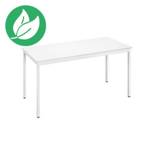 Table Polyvalente Rectangle - L. 140 x P. 70 cm - Plateau Blanc cassé - pieds métal Blancs