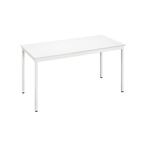 Table Polyvalente Rectangle - L. 140 x P. 70 cm - Plateau Blanc - pieds métal Blancs Table Polyvalente Rectangle - L. 140 x P. 70 cm - Plateau Blanc - pieds métal Blancs