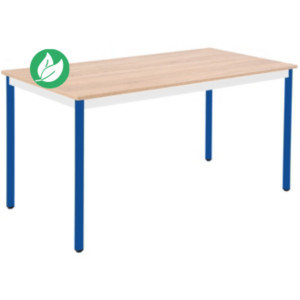 Table Polyvalente rectangle - L.140 x P.70 cm - Plateau Chêne Canadien - Pieds Bleu Table Polyvalente rectangle - L.140 x P.70 cm - Plateau Chêne Canadien - Pieds Bleu