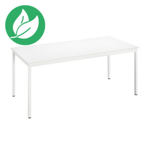 Table Polyvalente Rectangle - L. 160 x P. 80 cm - Plateau Blanc cassé - pieds Blanc