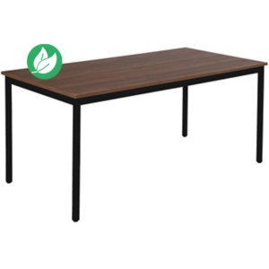 Table Polyvalente rectangle - L.160 x P.80 cm - Plateau Noyer - Pieds Noir