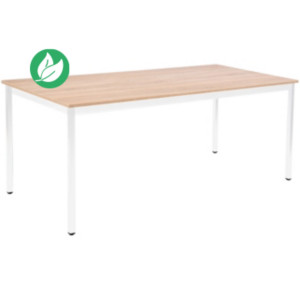 Table Polyvalente rectangle - L.180 x P.80 cm - Plateau Chêne Canadien - Pieds Blanc Table Polyvalente rectangle - L.180 x P.80 cm - Plateau Chêne Canadien - Pieds Blanc