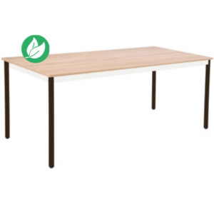 Table Polyvalente rectangle - L.180 x P.80 cm - Plateau Chêne Nebraska - Pieds Brun