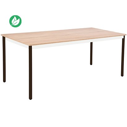 Table Polyvalente rectangle - L.180 x P.80 cm - Plateau Chêne Nebraska - Pieds Brun