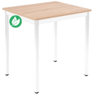 Table Polyvalente rectangle - L.70 x P.60 cm - Plateau Chêne Nebraska - Pieds Blanc