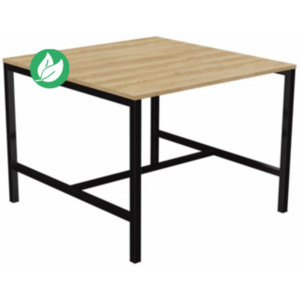 Table de réunion Burocolor - L.140 x P.143 cm - Plateau Chêne Nebraska - Pieds Noir Table de réunion Burocolor - L.140 x P.143 cm - Plateau Chêne Nebraska - Pieds Noir