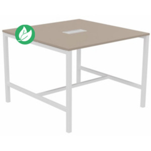 Table de réunion Burocolor avec trappe d'accès - L.140 x P.143 cm - Plateau Argile - Pieds Blanc Table de réunion Burocolor avec trappe d'accès - L.140 x P.143 cm - Plateau Argile - Pieds Blanc