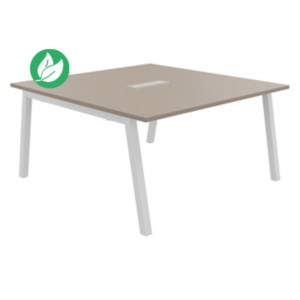 Table de réunion Burocolor A avec trappe d'accès - L.140 x P.143 cm - Plateau Argile - Pieds Blanc Table de réunion Burocolor A avec trappe d'accès - L.140 x P.143 cm - Plateau Argile - Pieds Blanc