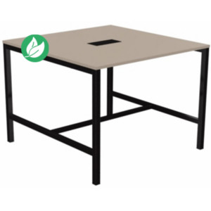Table de réunion Burocolor avec trappe d'accès - L.140 x P.143 cm - Plateau Argile - Pieds Noir Table de réunion Burocolor avec trappe d'accès - L.140 x P.143 cm - Plateau Argile - Pieds Noir