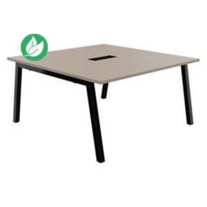 Table de réunion Burocolor A avec trappe d'accès - L.140 x P.143 cm - Plateau Argile - Pieds Noir Table de réunion Burocolor A avec trappe d'accès - L.140 x P.143 cm - Plateau Argile - Pieds Noir