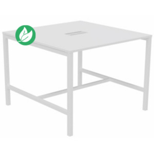 Table de réunion Burocolor avec trappe d'accès - L.140 x P.143 cm - Plateau Blanc - Pieds Blanc Table de réunion Burocolor avec trappe d'accès - L.140 x P.143 cm - Plateau Blanc - Pieds Blanc