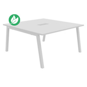 Table de réunion Burocolor A avec trappe d'accès - L.140 x P.143 cm - Plateau Blanc - Pieds Blanc Table de réunion Burocolor A avec trappe d'accès - L.140 x P.143 cm - Plateau Blanc - Pieds Blanc